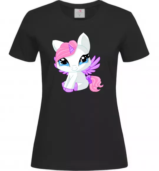 Женская футболка Anime unicorn Черный фото