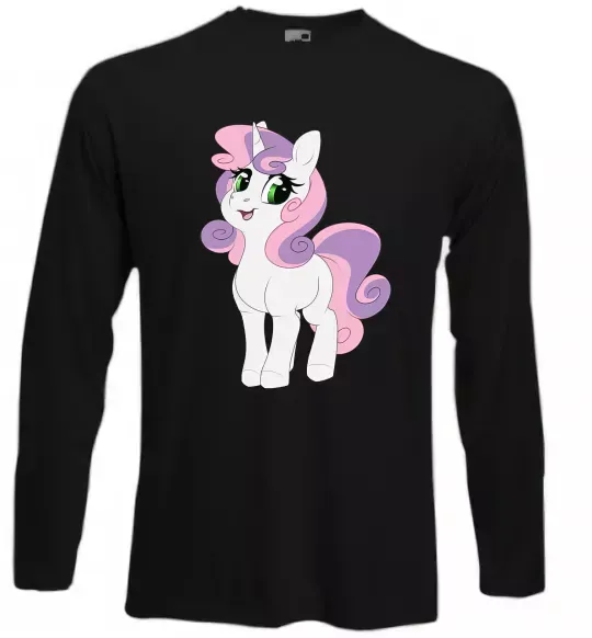 Лонгслив Щасливий єдиноріг Черный фото