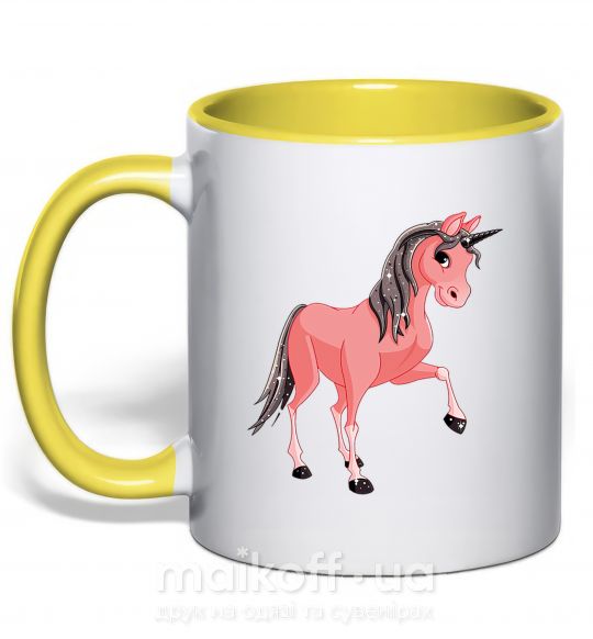 Чашка с цветной ручкой Unicorn Sparks Солнечно желтый фото
