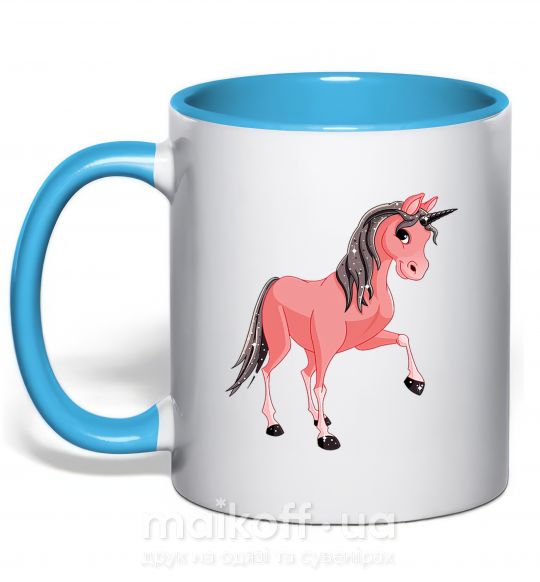 Чашка с цветной ручкой Unicorn Sparks Голубой фото