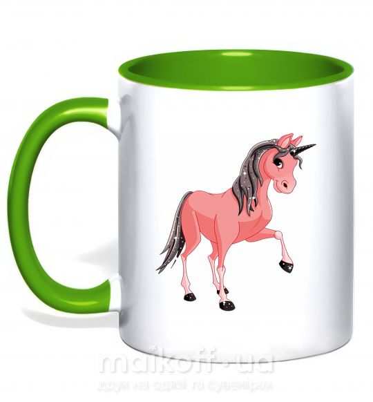 Чашка з кольоровою ручкою Unicorn Sparks Зелений фото