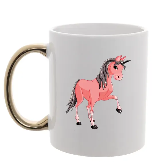 Чашка с цветной ручкой Unicorn Sparks Золото фото
