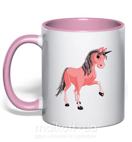 Чашка з кольоровою ручкою Unicorn Sparks Ніжно рожевий фото