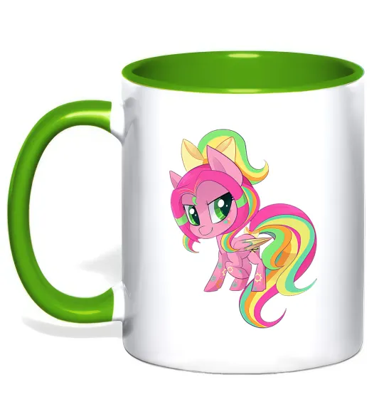 Чашка с цветной ручкой Green unicorn Лаймовый фото