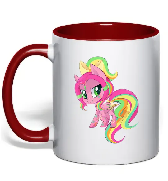 Чашка с цветной ручкой Green unicorn Красный фото