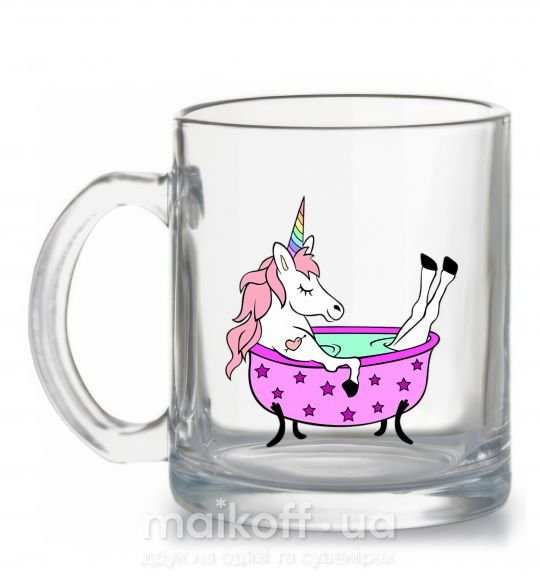 Чашка стеклянная Unicorn bath Прозрачный фото