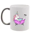 Чашка з кольоровою ручкою Unicorn bath Срібло фото