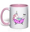 Чашка з кольоровою ручкою Unicorn bath Ніжно рожевий фото