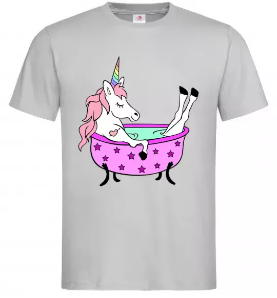 Мужская футболка Unicorn bath Серый фото