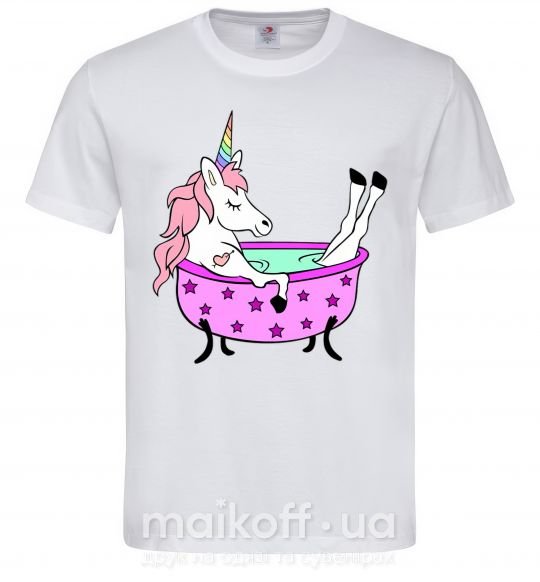 Мужская футболка Unicorn bath Белый фото