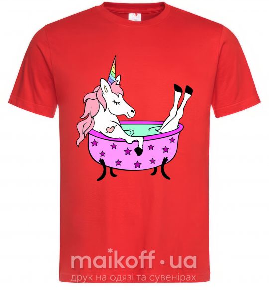 Мужская футболка Unicorn bath Красный фото