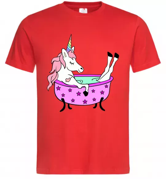 Мужская футболка Unicorn bath Красный фото