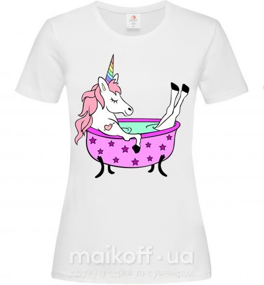 Жіноча футболка Unicorn bath Білий фото