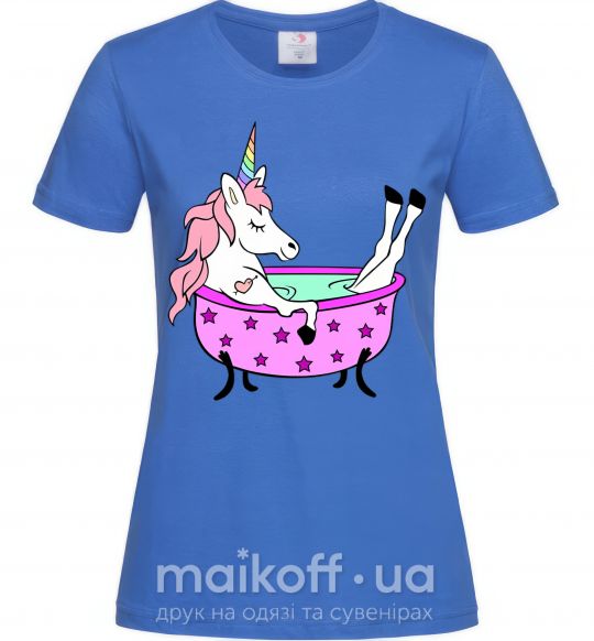 Женская футболка Unicorn bath Ярко-синий фото