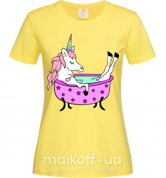 Женская футболка Unicorn bath Лимонный фото