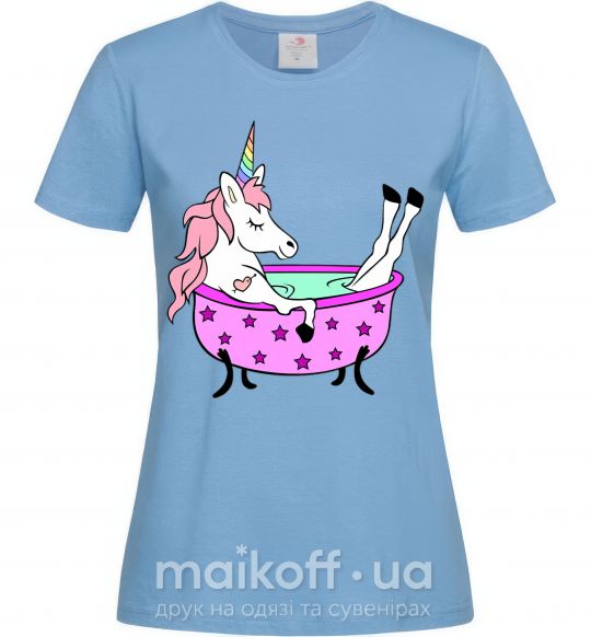 Жіноча футболка Unicorn bath Блакитний фото