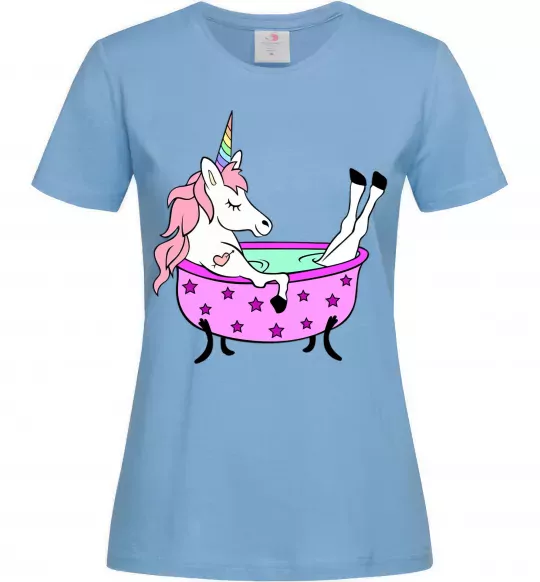Жіноча футболка Unicorn bath Блакитний фото