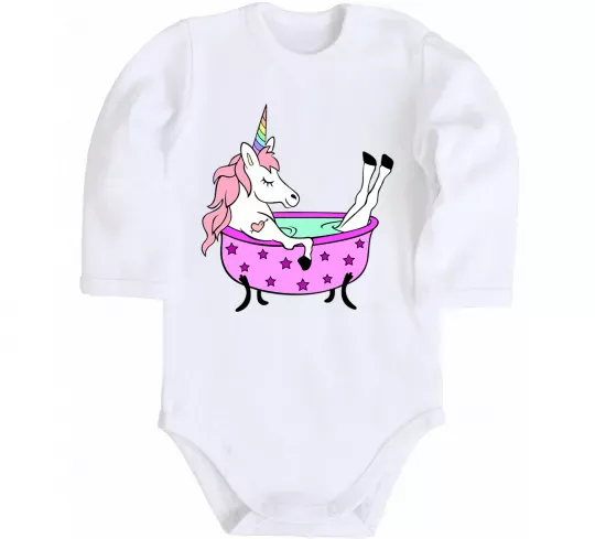 Детский боди Unicorn bath Белый фото
