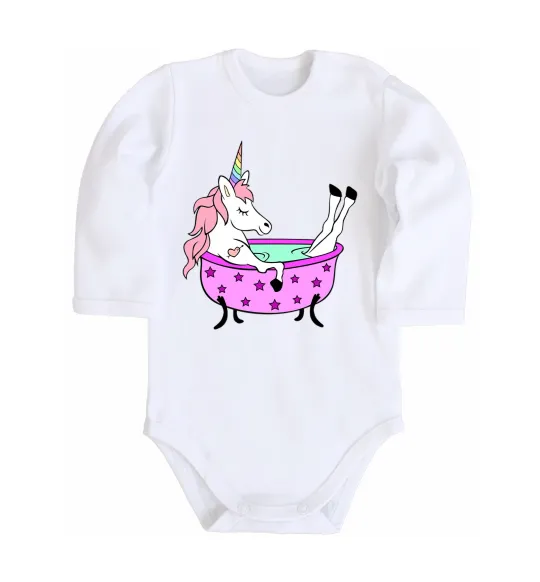 Детский боди Unicorn bath Белый фото