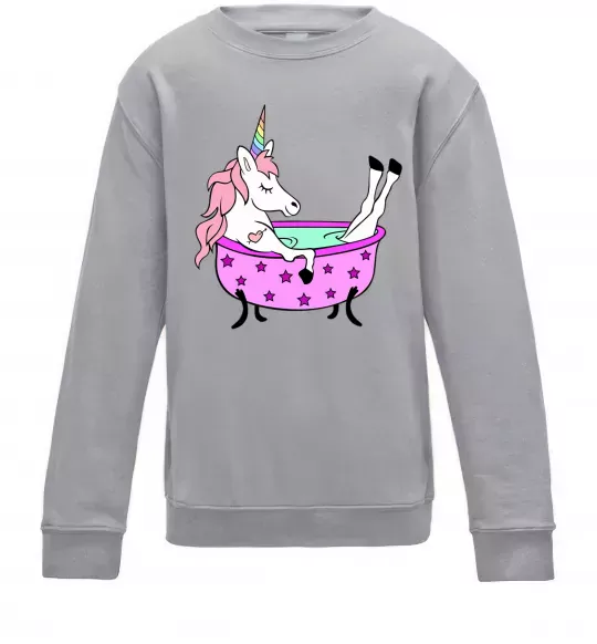 Детский Свитшот Unicorn bath Серый меланж фото