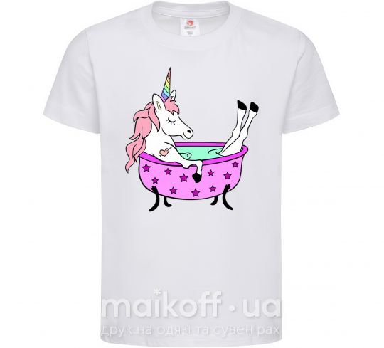 Детская футболка Unicorn bath Белый фото