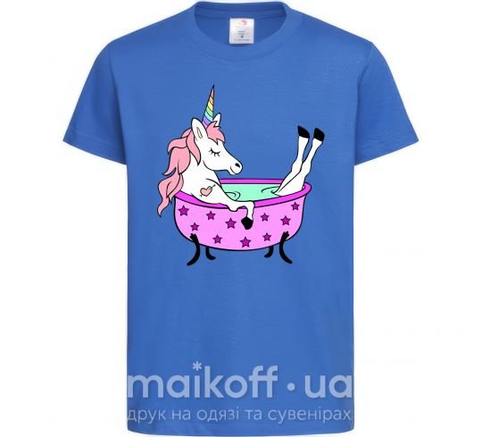 Детская футболка Unicorn bath Ярко-синий фото