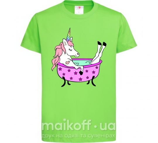 Детская футболка Unicorn bath Лаймовый фото