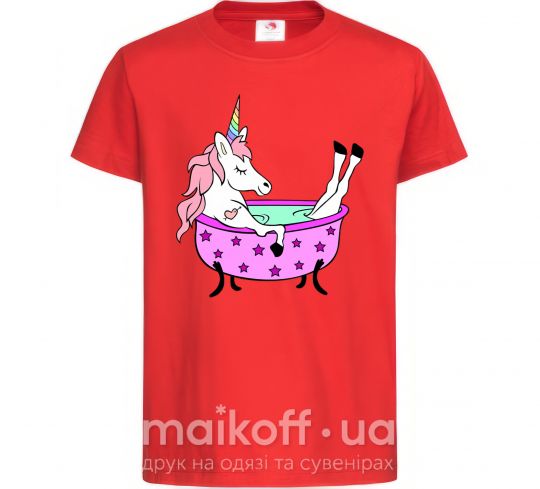 Детская футболка Unicorn bath Красный фото