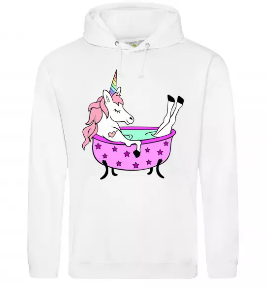 Чоловіча толстовка (худі) Unicorn bath Білий фото