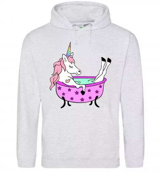 Чоловіча толстовка (худі) Unicorn bath Сірий меланж фото