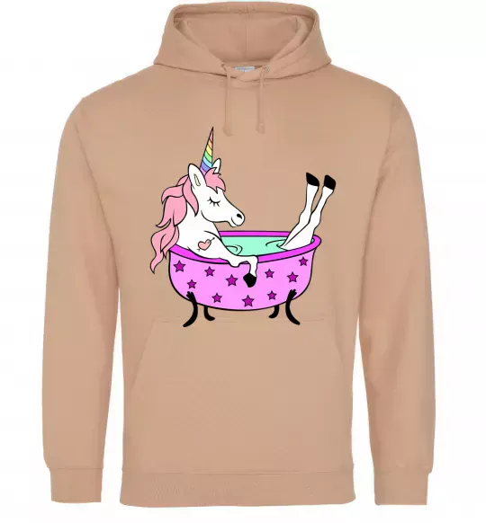 Женская толстовка (худи) Unicorn bath Песочный фото