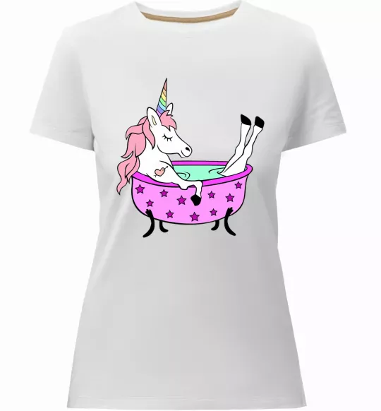 Жіноча преміум футболка Unicorn bath Білий фото