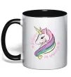 Чашка з кольоровою ручкою Believe in unicorn Чорний Чашка з кольоровою ручкою Believe in unicorn Чорний фото