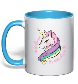 Чашка з кольоровою ручкою Believe in unicorn Чашка з кольоровою ручкою Believe in unicorn