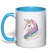 Чашка з кольоровою ручкою Believe in unicorn Блакитний Чашка з кольоровою ручкою Believe in unicorn Блакитний фото