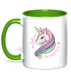 Чашка з кольоровою ручкою Believe in unicorn Зелений Чашка з кольоровою ручкою Believe in unicorn Зелений фото