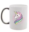 Чашка з кольоровою ручкою Believe in unicorn Срібло Чашка з кольоровою ручкою Believe in unicorn Срібло фото