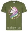 Чоловіча футболка Believe in unicorn Оливковий фото