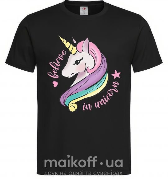 Чоловіча футболка Believe in unicorn Чорний фото