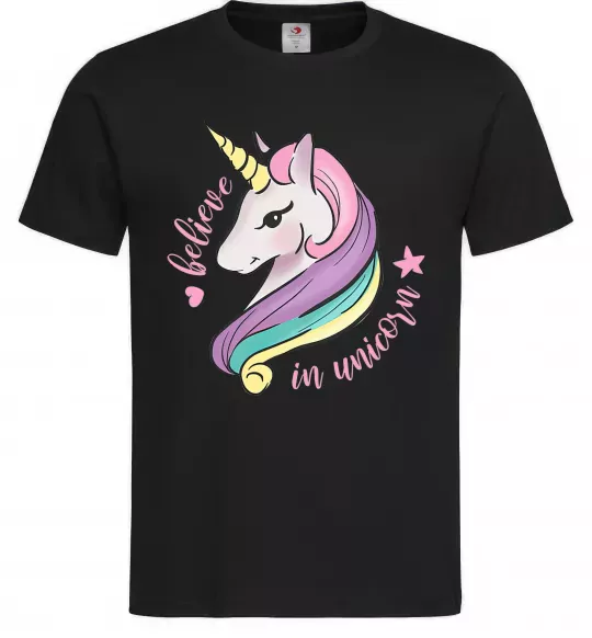Чоловіча футболка Believe in unicorn Чорний фото