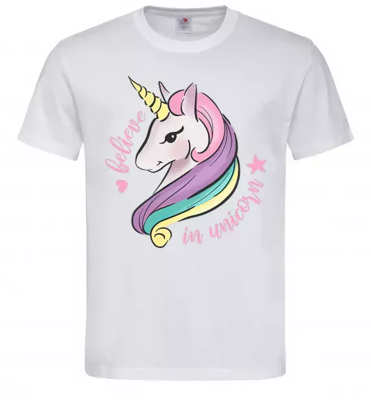 Чоловіча футболка Believe in unicorn Білий фото