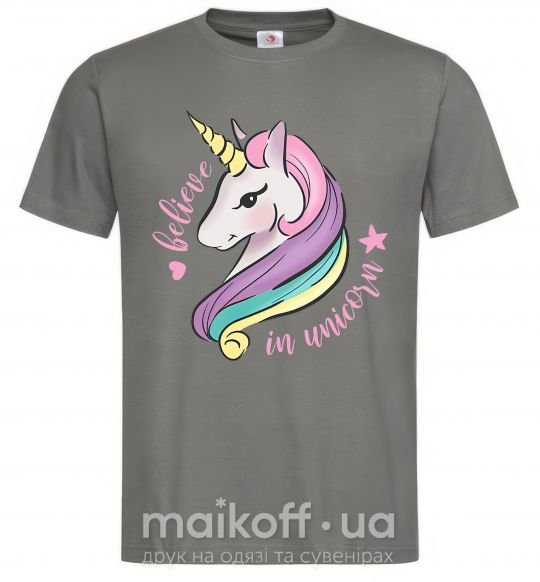 Мужская футболка Believe in unicorn Графит фото