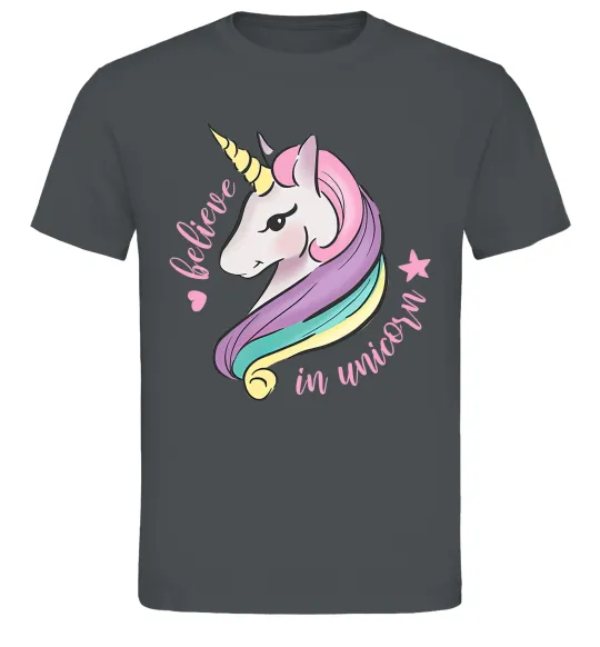 Чоловіча футболка Believe in unicorn Графіт фото
