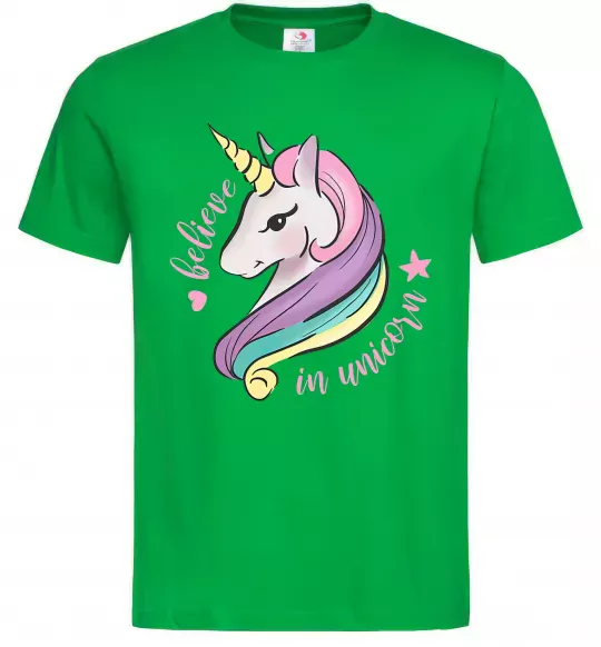Чоловіча футболка Believe in unicorn Зелений фото
