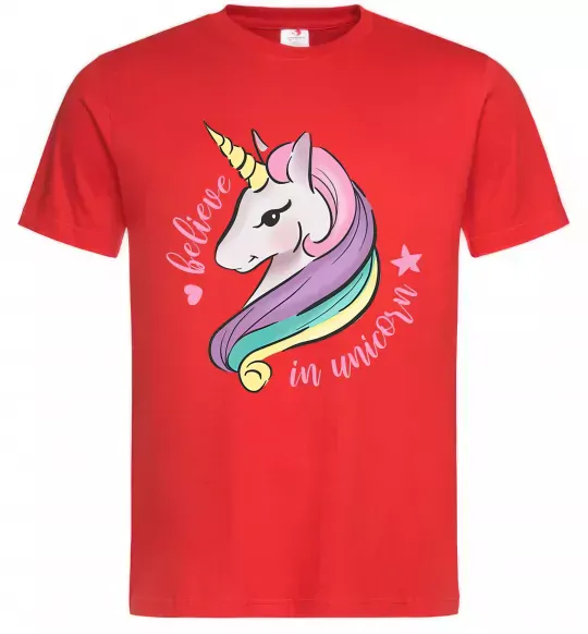 Чоловіча футболка Believe in unicorn Червоний фото