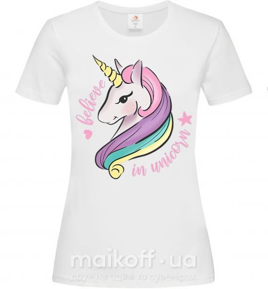 Женская футболка Believe in unicorn Белый фото
