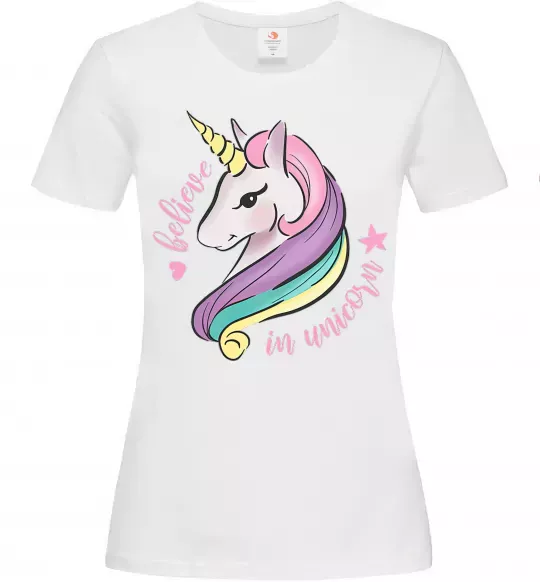 Женская футболка Believe in unicorn Белый фото