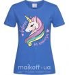 Жіноча футболка Believe in unicorn Яскраво-синій фото