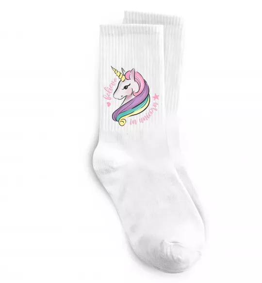 Носки Believe in unicorn Белый фото