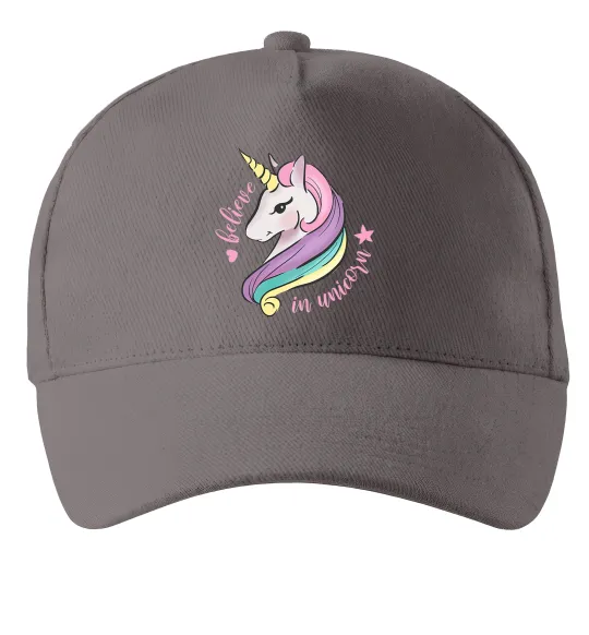 Кепка Believe in unicorn Сірий фото